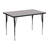 Commercial Grade 30''W x 48''L Rectangular Grey HP Laminate Activity Table - Standard Height Adjustable Legs