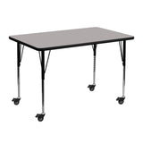 English Elm Commercial Grade Mobile 30''W x 48''L Rectangular Grey HP Laminate Activity Table - Standard Height Adjustable Legs