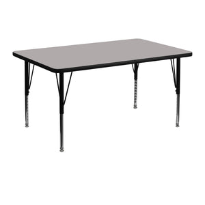 English Elm Commercial Grade 30''W x 48''L Rectangular Grey HP Laminate Activity Table - Height Adjustable Short Legs