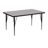 Commercial Grade 30''W x 48''L Rectangular Grey HP Laminate Activity Table - Height Adjustable Short Legs