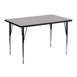 English Elm Commercial Grade 30''W x 48''L Rectangular Grey Thermal Laminate Activity Table - Standard Height Adjustable Legs