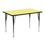 English Elm Commercial Grade 30''W x 48''L Rectangular Thermal Laminate Activity Table - Standard Height Adjustable Legs