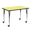 English Elm Commercial Grade Mobile 30''W x 48''L Rectangular Thermal Laminate Activity Table - Standard Height Adjustable Legs