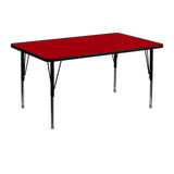 English Elm Commercial Grade 30''W x 48''L Rectangular Thermal Laminate Activity Table - Height Adjustable Short Legs