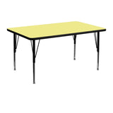 English Elm Commercial Grade 30''W x 48''L Rectangular Thermal Laminate Activity Table - Height Adjustable Short Legs