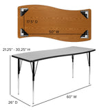 English Elm Commercial Grade 26"W x 60"L Rectangle Wave Flexible Collaborative Thermal Laminate Activity Table - Standard Height Adjust Legs