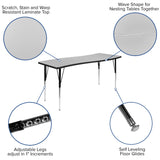 English Elm Commercial Grade 26"W x 60"L Rectangle Wave Flexible Collaborative Thermal Laminate Activity Table - Standard Height Adjust Legs