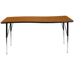 English Elm Commercial Grade 26"W x 60"L Rectangle Wave Flexible Collaborative Thermal Laminate Activity Table - Standard Height Adjust Legs
