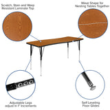 English Elm Commercial Grade 26"W x 60"L Rectangle Wave Flexible Collaborative Thermal Laminate Activity Table - Standard Height Adjust Legs