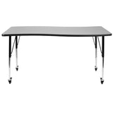 English Elm Commercial Grade Mobile 26"W x 60"L Rectangle Wave Flexible Collaborative Laminate Activity Table - Standard Height Adjust Legs