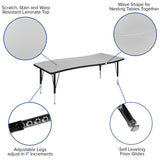 English Elm Commercial Grade 26"W x 60"L Rectangular Wave Flexible Collaborative Thermal Laminate Activity Table - Height Adjustable Short Legs