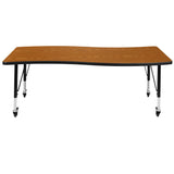 English Elm Commercial Grade Mobile 26"W x 60"L Rectangle Wave Flexible Collaborative Laminate Activity Table - Height Adjust Short Legs