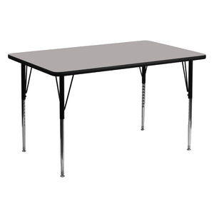 English Elm Commercial Grade 30''W x 60''L Rectangular Grey HP Laminate Activity Table - Standard Height Adjustable Legs