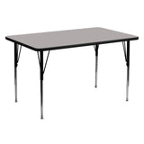 Commercial Grade 30''W x 60''L Rectangular Grey HP Laminate Activity Table - Standard Height Adjustable Legs