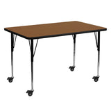 Commercial Grade Mobile 30''W x 60''L Rectangular HP Laminate Activity Table - Standard Height Adjustable Legs