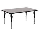 English Elm Commercial Grade 30''W x 60''L Rectangular Grey HP Laminate Activity Table - Height Adjustable Short Legs