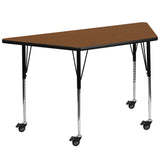 Commercial Grade Mobile 29''W x 57''L Trapezoid HP Laminate Activity Table - Standard Height Adjustable Legs