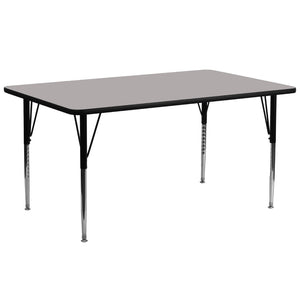 English Elm Commercial Grade 30''W x 72''L Rectangular Grey HP Laminate Activity Table - Standard Height Adjustable Legs