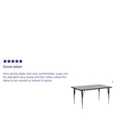 English Elm Commercial Grade 30''W x 72''L Rectangular Grey HP Laminate Activity Table - Standard Height Adjustable Legs