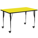 English Elm Commercial Grade Mobile 30''W x 72''L Rectangular HP Laminate Activity Table - Standard Height Adjustable Legs