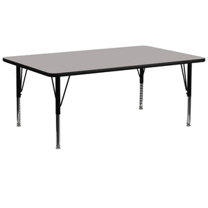 English Elm Commercial Grade 30''W x 72''L Rectangular Grey HP Laminate Activity Table - Height Adjustable Short Legs