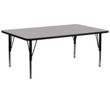 Commercial Grade 30''W x 72''L Rectangular Grey HP Laminate Activity Table - Height Adjustable Short Legs