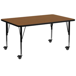 English Elm Commercial Grade Mobile 30''W x 72''L Rectangular HP Laminate Activity Table - Height Adjustable Short Legs