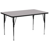 English Elm Commercial Grade 30''W x 72''L Rectangular Grey Thermal Laminate Activity Table - Standard Height Adjustable Legs