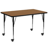 Commercial Grade Mobile 30''W x 72''L Rectangular Thermal Laminate Activity Table - Standard Height Adjustable Legs