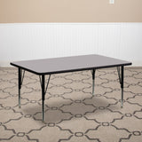 Commercial Grade 30''W x 72''L Rectangular Grey Thermal Laminate Activity Table - Height Adjustable Short Legs