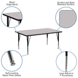 English Elm Commercial Grade 30''W x 72''L Rectangular Grey Thermal Laminate Activity Table - Height Adjustable Short Legs