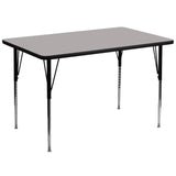 Commercial Grade 36''W x 72''L Rectangular Grey HP Laminate Activity Table - Standard Height Adjustable Legs