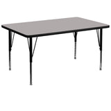 Commercial Grade 36''W x 72''L Rectangular Grey HP Laminate Activity Table - Height Adjustable Short Legs