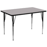 English Elm Commercial Grade 36''W x 72''L Rectangular Grey Thermal Laminate Activity Table - Standard Height Adjustable Legs