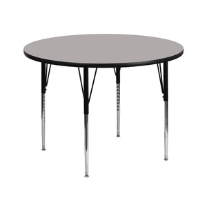 English Elm Commercial Grade 42'' Round Grey HP Laminate Activity Table - Standard Height Adjustable Legs