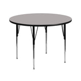 42'' Round Grey HP Laminate Activity Table with Adjustable Height Legs