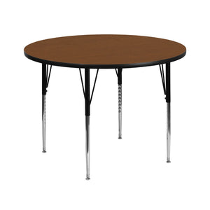 English Elm Commercial Grade 42'' Round HP Laminate Activity Table - Standard Height Adjustable Legs