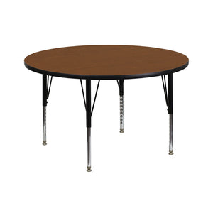 English Elm Commercial Grade 42'' Round HP Laminate Activity Table - Height Adjustable Short Legs