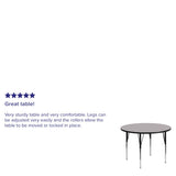 English Elm Commercial Grade 42'' Round Grey Thermal Laminate Activity Table - Standard Height Adjustable Legs