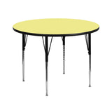 English Elm Commercial Grade 42'' Round Thermal Laminate Activity Table - Standard Height Adjustable Legs