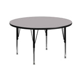 42'' Round Grey Activity Table - Commercial Grade, Height Adjustable - Ideal for Preschool to 2nd Grade