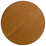 English Elm Commercial Grade 42'' Round Thermal Laminate Activity Table - Height Adjustable Short Legs