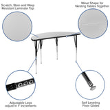 English Elm Commercial Grade 47.5" Half Circle Wave Flexible Collaborative Thermal Laminate Activity Table - Standard Height Adjustable Legs