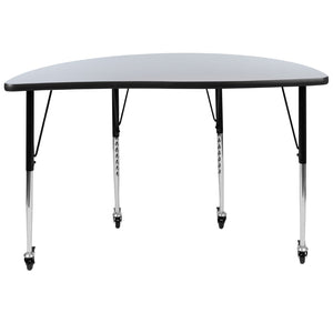 English Elm Commercial Grade Mobile 47.5" Half Circle Wave Flexible Collaborative Laminate Activity Table - Standard Height Adjustable Legs