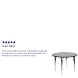 English Elm Commercial Grade 48'' Round Grey HP Laminate Activity Table - Standard Height Adjustable Legs