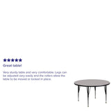 English Elm Commercial Grade 48'' Round Grey HP Laminate Activity Table - Height Adjustable Short Legs