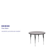 English Elm Commercial Grade 48'' Round Grey Thermal Laminate Activity Table - Standard Height Adjustable Legs