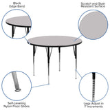 English Elm Commercial Grade 48'' Round Grey Thermal Laminate Activity Table - Standard Height Adjustable Legs