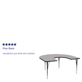 English Elm Commercial Grade 60''W x 66''L Horseshoe Grey Thermal Laminate Activity Table - Standard Height Adjustable Legs