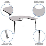 English Elm Commercial Grade 60''W x 66''L Horseshoe Grey Thermal Laminate Activity Table - Standard Height Adjustable Legs